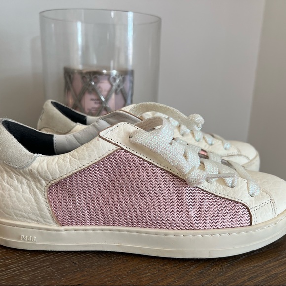 P448 Johnny low top sneakers jolly Polly pink and white -37 - Picture 7 of 11